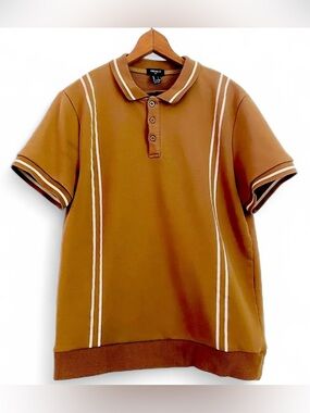 Forever 21 Brown Polo with White Stripe Accents